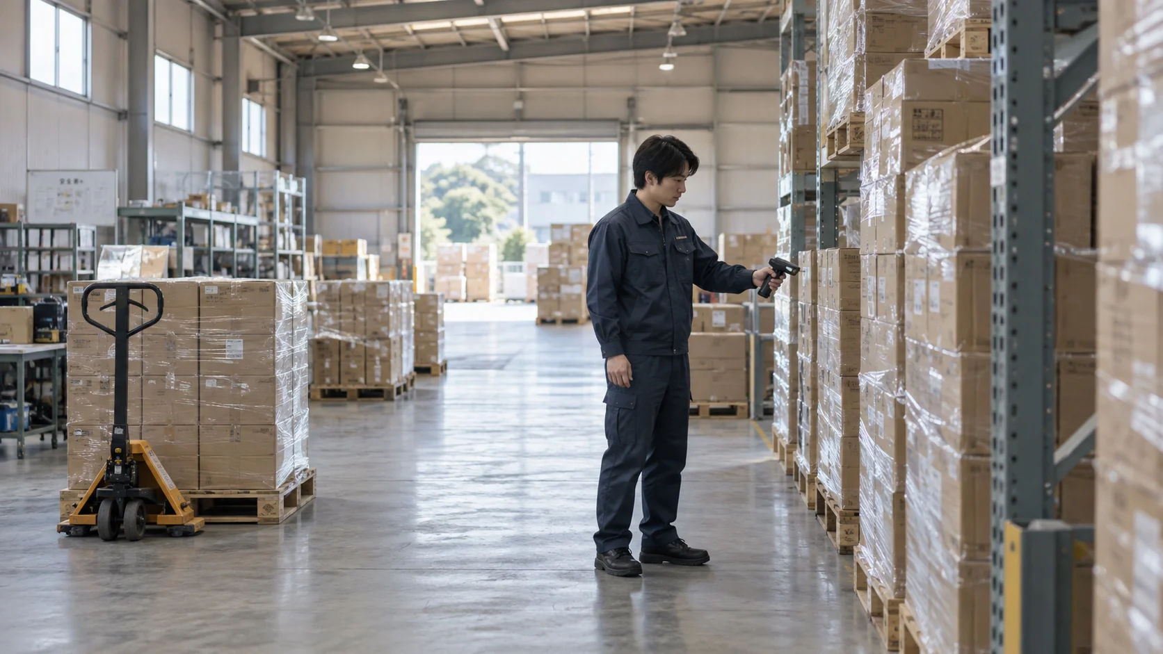 倉庫で荷物を確認する作業のビジュアル