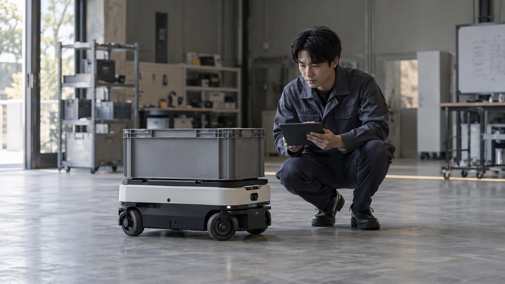 搬送ロボットの動作を確認する場面のビジュアル