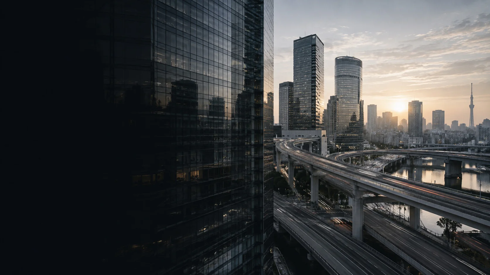 都市の建築と道路の風景